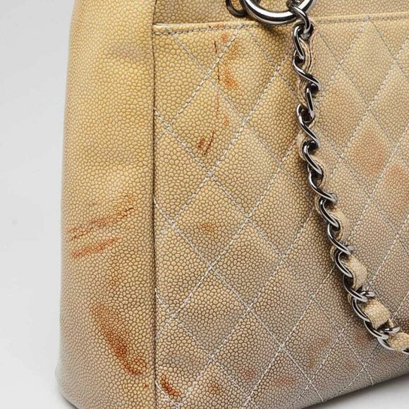 Chanel Beige Quilted Patent Caviar Leather Petite Reissue Shopping Tote Bag - Picture 8 of 12